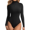image:imageATHMILE Womens Mock Turtle Neck Long Sleeve Tops Bodysuit JumpsuitBlack