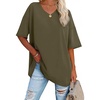 image:imageATHMILE Womens Oversized Shirts V Neck Plus Size Spring Workout Summer Tops Beach Vacation 2026 Gym Clothes Basic TeeArmy Green