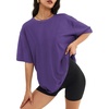 image:imageATHMILE Womens Oversized T Shirts Short Sleeve Workout Tops  Cotton Casual Loose Fit Basic Graphics Gym Summer Plus Size Fashion ClothesDarkpurple