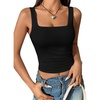 image:imageATHMILE Womens Square Neck Tank Top Sleeveless Double Lined Basic TopsBlack