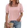image:imageATHMILE Womens Summer Tops Square Neck Dressy Casual Blouses Ruffle Sleeve Cute Spring Beach Vacation CausalPinkstripe
