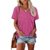 image:imageATHMILE Womens T Shirts Short Sleeve V Neck Summer Tops Basic Tees  Lightweight Breathable Casual Sorf Plus Size Spring Summer Tops ClothesHot Pink