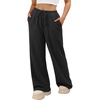 image:imageATHMILE Womens Wide Leg Sweatpants with Pockets  Fall Fashion Lounge Travel PantsLow Waist Streetwear DrawstringBaggy Teen Girl JoggerBlack