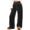image:imageTrack Pants Women Sweatpants Wide Leg Straight Drawstring Teen Girl Fall Jogging Soft Lounge Athletic Pajama JoggersBlack