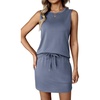 image:imageTwo Piece Skirt Sets for Women Summer Beach Vacation Outfits Mock Neck Tops Tennis Skirt Lounge Matching SetsZblue