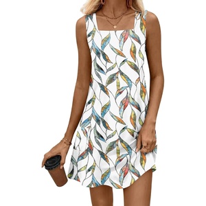 image:imageATHMILE Dresses for Women 2026 V Neck Short Sleeve Casual T Shirt Dress Sundresses Swimsuit Coverup with PocketsTfloral Print