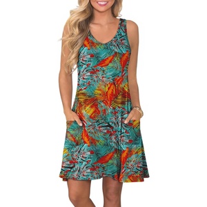 image:imageATHMILE Dresses for Women Casual Summer Boho Dress Short Sleeve Fashion Beach Vacation Clothes V Neck Date OutfitsMaple Leaves