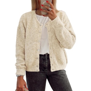 image:imageATHMILE Fall Long Sleeve Cardigans for Women Sweater Fashion Open Front Winter Button Down Crewneck Soft Knit Jacket 2025Apricot