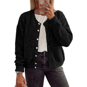 image:imageATHMILE Fall Long Sleeve Cardigans for Women Sweater Fashion Open Front Winter Button Down Crewneck Soft Knit Jacket 2025Black