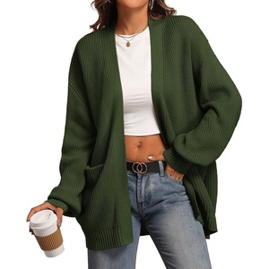 image:imageATHMILE Oversized Cardigan Sweaters for Women Fall Outfits Chunky Knit Open Front Sweater with PocketsArmy Green