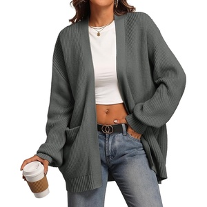 image:imageATHMILE Oversized Cardigan Sweaters for Women Fall Outfits Chunky Knit Open Front Sweater with PocketsDark Grey