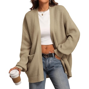image:imageATHMILE Oversized Cardigan Sweaters for Women Fall Outfits Chunky Knit Open Front Sweater with PocketsTan
