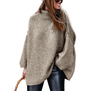 image:imageATHMILE Oversized Chunky Sweaters for Women Fall Turtleneck Long Sleeve Knit Pullover Tops 2026 Winter Fashion ClothesKhaki