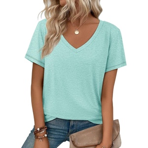 image:imageATHMILE T Shirts Short Sleeve V Neck Tees for Women Fashion Tops Trendy Soft Casual Summer Clothes Outfits 2026Aqua