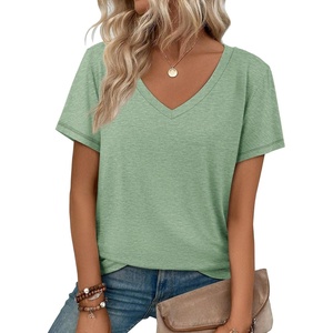 image:imageATHMILE T Shirts Short Sleeve V Neck Tees for Women Fashion Tops Trendy Soft Casual Summer Clothes Outfits 2026Light Green