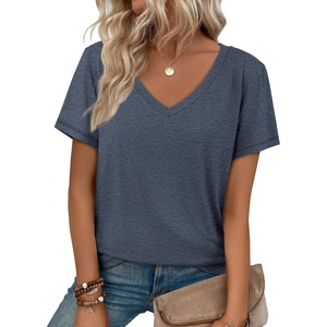 image:imageATHMILE T Shirts Short Sleeve V Neck Tees for Women Fashion Tops Trendy Soft Casual Summer Clothes Outfits 2026Navy