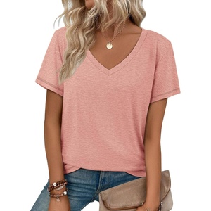 image:imageATHMILE T Shirts Short Sleeve V Neck Tees for Women Fashion Tops Trendy Soft Casual Summer Clothes Outfits 2026Pink