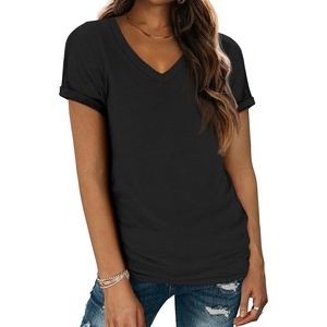 image:imageATHMILE T Womens Short Sleeve TShirts V Neck Summer Tops Basic Tees  Lightweight Breathable Casual Sorf Spring Summer Workout Outfits ClothesBlack