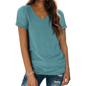 image:imageATHMILE T Womens Short Sleeve TShirts V Neck Summer Tops Basic Tees  Lightweight Breathable Casual Sorf Spring Summer Workout Outfits ClothesDarkblue