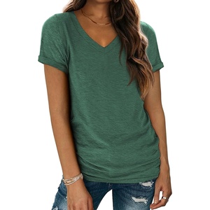 image:imageATHMILE T Womens Short Sleeve TShirts V Neck Summer Tops Basic Tees  Lightweight Breathable Casual Sorf Spring Summer Workout Outfits ClothesGreen