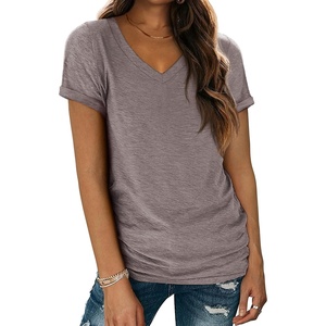 image:imageATHMILE T Womens Short Sleeve TShirts V Neck Summer Tops Basic Tees  Lightweight Breathable Casual Sorf Spring Summer Workout Outfits ClothesGreypurple