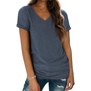 image:imageATHMILE T Womens Short Sleeve TShirts V Neck Summer Tops Basic Tees  Lightweight Breathable Casual Sorf Spring Summer Workout Outfits ClothesNavy