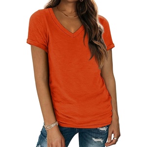 image:imageATHMILE T Womens Short Sleeve TShirts V Neck Summer Tops Basic Tees  Lightweight Breathable Casual Sorf Spring Summer Workout Outfits ClothesOrange