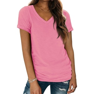 image:imageATHMILE T Womens Short Sleeve TShirts V Neck Summer Tops Basic Tees  Lightweight Breathable Casual Sorf Spring Summer Workout Outfits ClothesPink