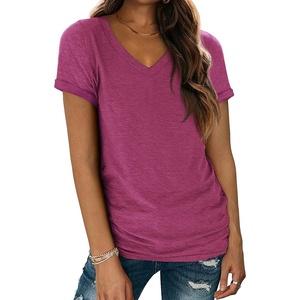 image:imageATHMILE T Womens Short Sleeve TShirts V Neck Summer Tops Basic Tees  Lightweight Breathable Casual Sorf Spring Summer Workout Outfits ClothesPurple