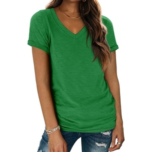 image:imageATHMILE T Womens Short Sleeve TShirts V Neck Summer Tops Basic Tees  Lightweight Breathable Casual Sorf Spring Summer Workout Outfits ClothesSan Pa Green