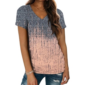 image:imageATHMILE T Womens Short Sleeve TShirts V Neck Summer Tops Basic Tees  Lightweight Breathable Casual Sorf Spring Summer Workout Outfits ClothesTiedye Coral