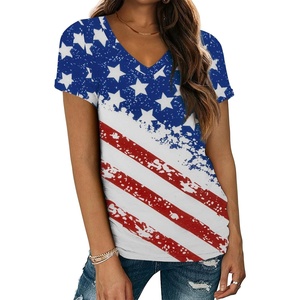 image:imageATHMILE T Womens Short Sleeve TShirts V Neck Summer Tops Basic Tees  Lightweight Breathable Casual Sorf Spring Summer Workout Outfits ClothesUsa Flag