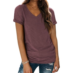 image:imageATHMILE T Womens Short Sleeve TShirts V Neck Summer Tops Basic Tees  Lightweight Breathable Casual Sorf Spring Summer Workout Outfits ClothesWinered