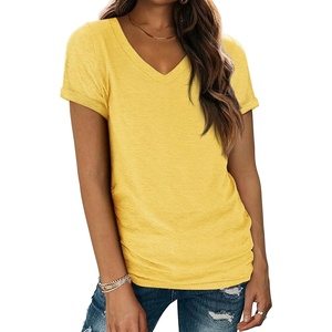 image:imageATHMILE T Womens Short Sleeve TShirts V Neck Summer Tops Basic Tees  Lightweight Breathable Casual Sorf Spring Summer Workout Outfits ClothesYellow