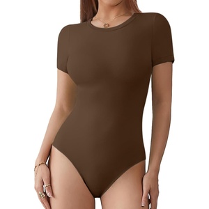 image:imageATHMILE Tank Top Body Suits Women Sexy Crew Neck Racerback Halter Ribbed Sleeveless Bodysuit for Women0coffee