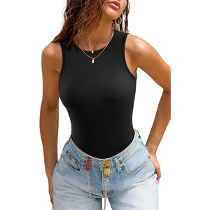 image:imageATHMILE Tank Top Body Suits Women Sexy Crew Neck Racerback Halter Ribbed Sleeveless Bodysuit for WomenBlack