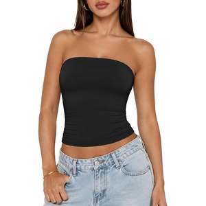 image:imageATHMILE Women Sexy Tube Top Summer Y2K Going Out Double Lined Basic Tank TopBlack