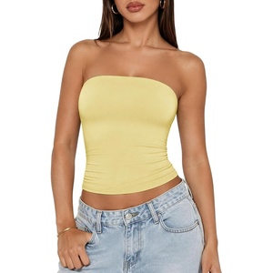 image:imageATHMILE Women Sexy Tube Top Summer Y2K Going Out Double Lined Basic Tank TopYellow