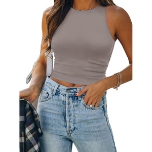 image:imageATHMILE Womens Double Lined Crop Tank Tops Casual Basic Shirts Sleeveless Workout Tops Cute Summer Clothes Teen GirlsGrey Purple