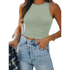 image:imageATHMILE Womens Double Lined Crop Tank Tops Casual Basic Shirts Sleeveless Workout Tops Cute Summer Clothes Teen GirlsLight Green