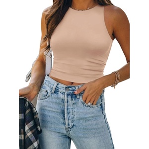 image:imageATHMILE Womens Double Lined Crop Tank Tops Casual Basic Shirts Sleeveless Workout Tops Cute Summer Clothes Teen GirlsPink