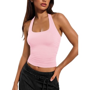 image:imageATHMILE Womens Halter Tank Tops Sexy Backless Double Lined Basic Shirts Y2K Trendy Going Out TopsPink