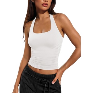 image:imageATHMILE Womens Halter Tank Tops Sexy Backless Double Lined Basic Shirts Y2K Trendy Going Out TopsWhite