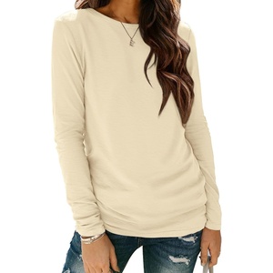 image:imageATHMILE Womens Long Sleeve Shirts Basic Tee Casual Tops Cotton Underscrub  Fall Clothes Loose Fit Winter Fashion Teen Girl School Outfits Teacher Ladies BusinessCream