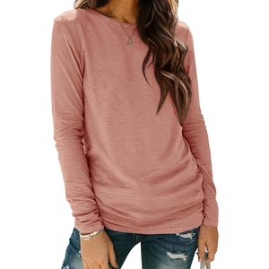 image:imageATHMILE Womens Long Sleeve Shirts Basic Tee Casual Tops Cotton Underscrub  Fall Clothes Loose Fit Winter Fashion Teen Girl School Outfits Teacher Ladies BusinessPink
