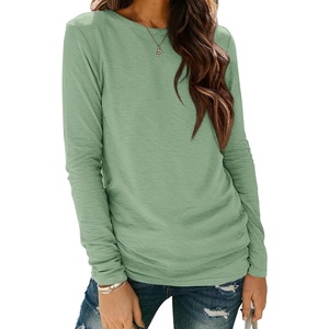 image:imageATHMILE Womens Long Sleeve Shirts Basic Tee Casual Tops Cotton Underscrub  Fall Clothes Loose Fit Winter Fashion Teen Girl School Outfits Teacher Ladies BusinessLight Green