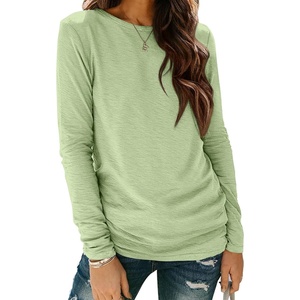 image:imageATHMILE Womens Long Sleeve Shirts Basic Tee Casual Tops Cotton Underscrub  Fall Clothes Loose Fit Winter Fashion Teen Girl School Outfits Teacher Ladies BusinessFruit Green