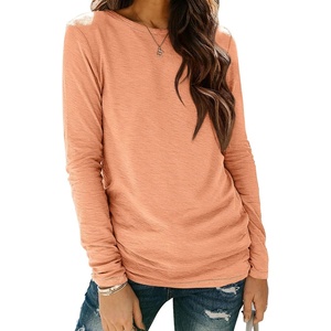 image:imageATHMILE Womens Long Sleeve Shirts Basic Tee Casual Tops Cotton Underscrub  Fall Clothes Loose Fit Winter Fashion Teen Girl School Outfits Teacher Ladies BusinessLight Orange