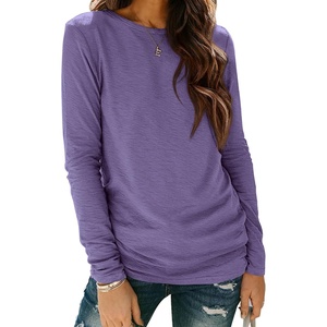 image:imageATHMILE Womens Long Sleeve Shirts Basic Tee Casual Tops Cotton Underscrub  Fall Clothes Loose Fit Winter Fashion Teen Girl School Outfits Teacher Ladies BusinessPurple