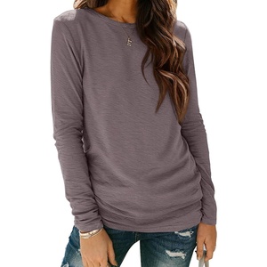 image:imageATHMILE Womens Long Sleeve Shirts Basic Tee Casual Tops Cotton Underscrub  Fall Clothes Loose Fit Winter Fashion Teen Girl School Outfits Teacher Ladies BusinessGray Purple